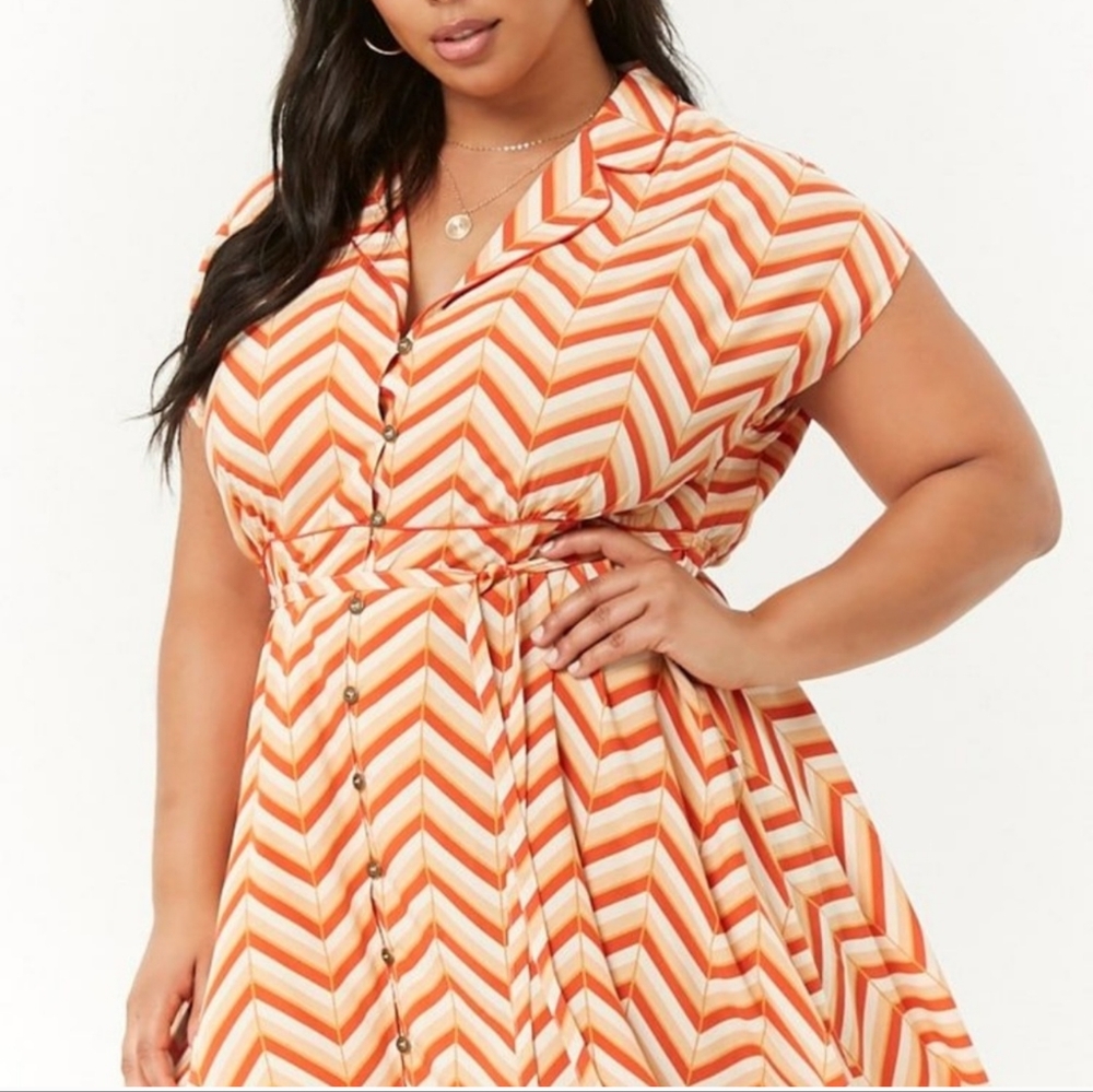 Chevron Buttondown Shirtdress